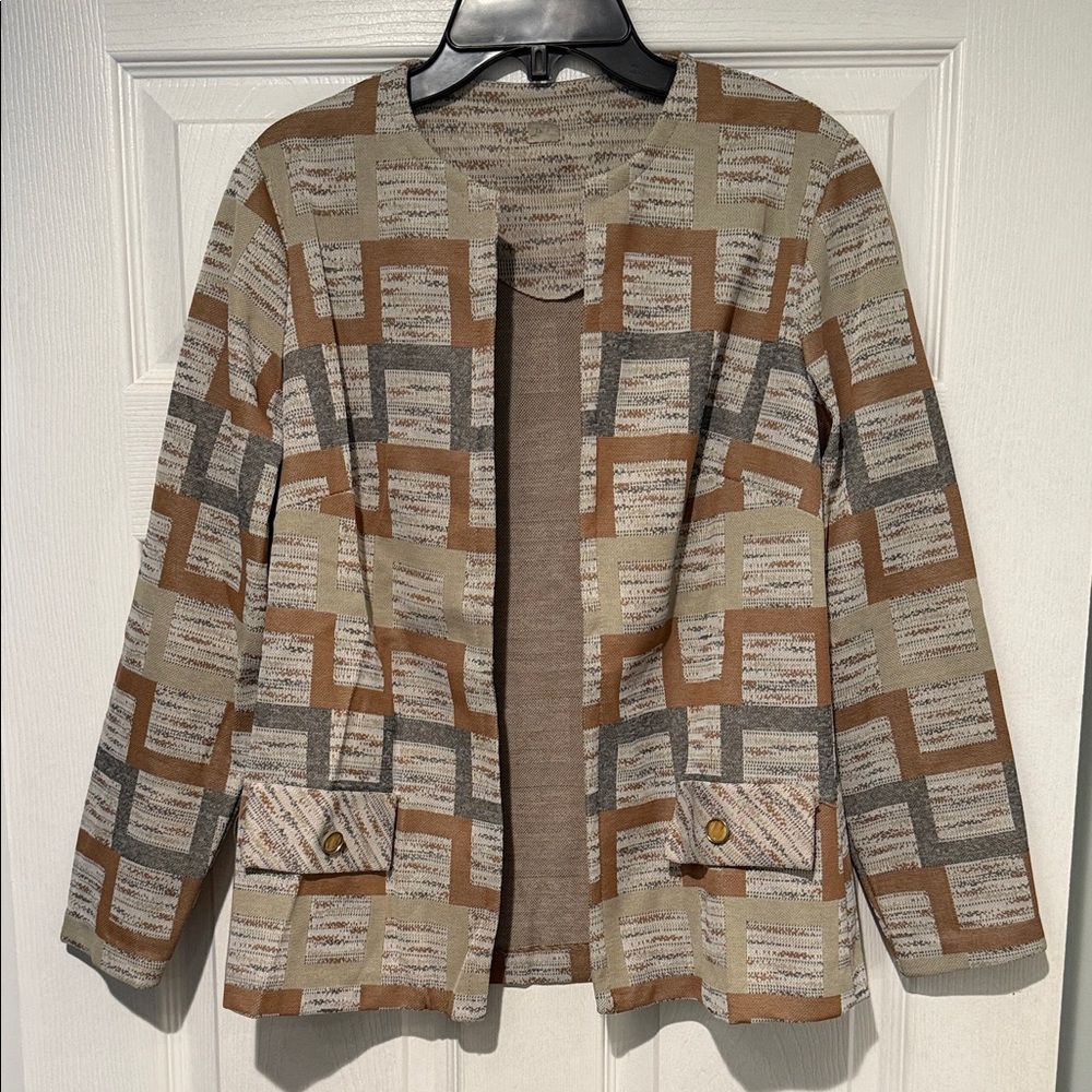 60’s Vintage Beige and Brown Geometric Blazer